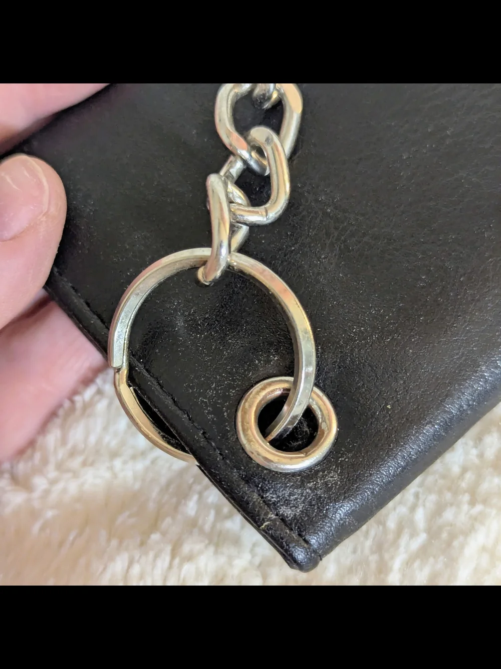 Black Leather Chain Wallet with Silver Hardware - Picture 13 of 14